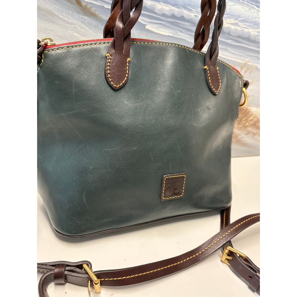Dooney & Bourke Green Leather Braided Handle Satchel Crossbody Bag - Picture 5 of 10